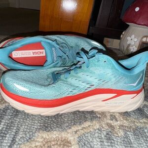 Hoka Women's Teal and Red Athletic Shoes